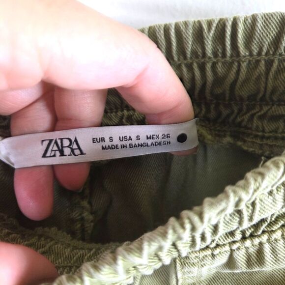 Zara Olive Green Chambray Linen Lyocell  Jogger Pants Size Small/SM - Picture 9 of 10